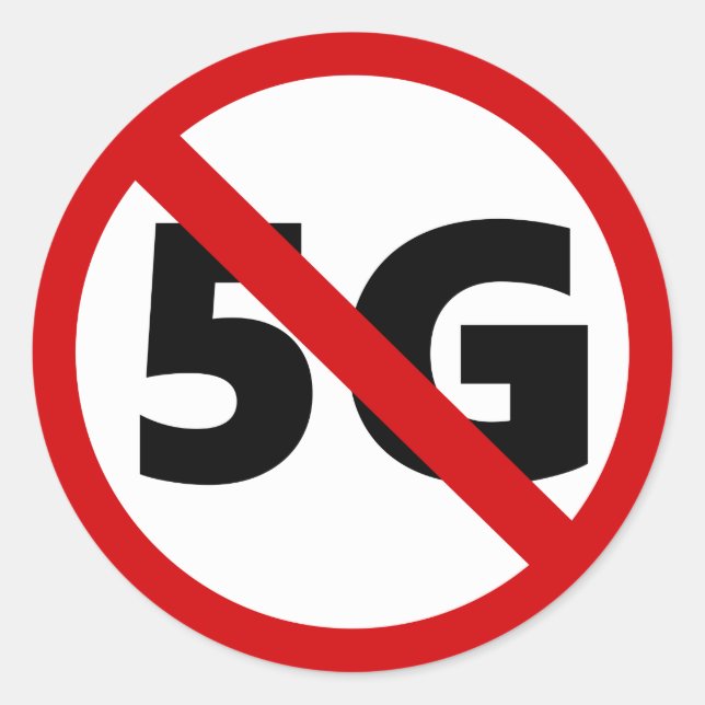 Pegatina Redonda paro 5g tecnología comunicación vía satélite i (Anverso)