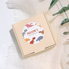 Pegatina Redonda ¡Paro, Chomp y Roar! Fiesta de cumpleaños de Dinos