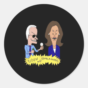 Pegatina Redonda Parodia De Biden Y Kamala-harris