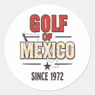Pegatina Redonda Parodia del Golf de México con el Vintage