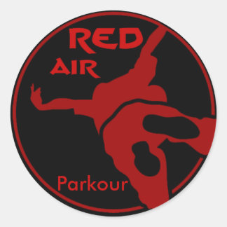 Pegatina Redonda Parque aéreo rojo