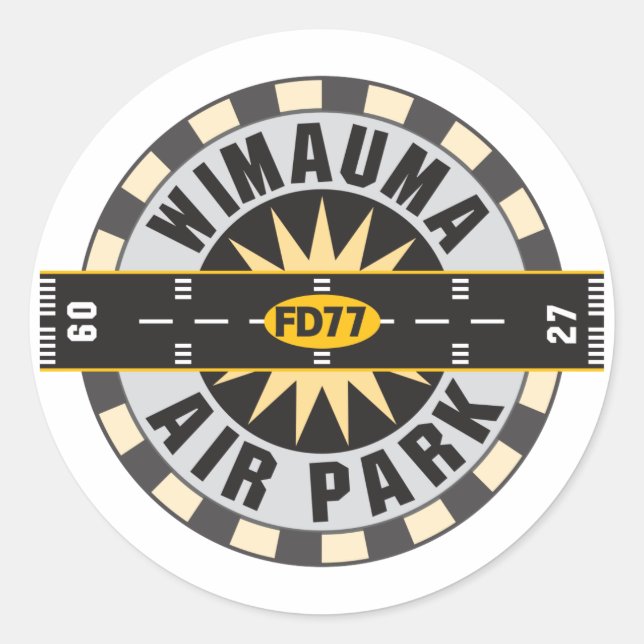 Pegatina Redonda Parque aéreo Wimauma, Aeropuerto FL FD77 (Anverso)