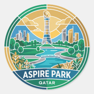 Pegatina Redonda Parque Aspire Qatar