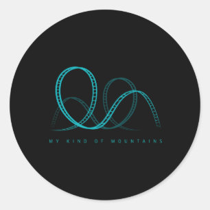 Pegatina Redonda Parque De Amuset De La Montaña De La Montaña