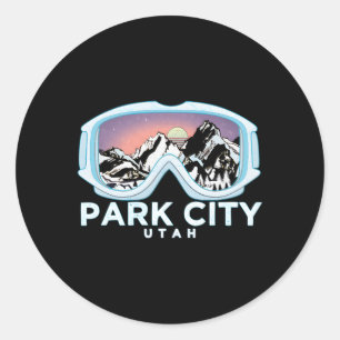 Pegatina Redonda Parque de esquí de Park City Ut Skip Snow