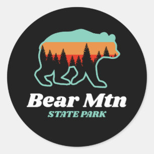 Pegatina Redonda Parque estatal Bear Mountain New York Retro Vintag