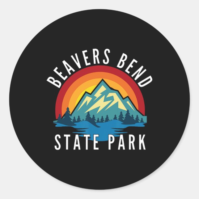 Pegatina Redonda Parque Estatal Beavers Bend Oklahoma (Anverso)