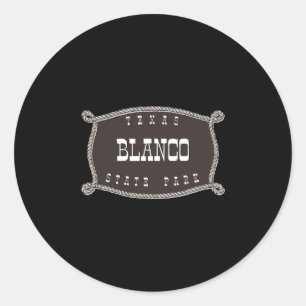 Pegatina Redonda Parque Estatal Blanco Texas Tx Soga Y Vaquero