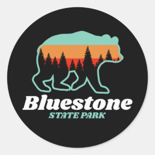 Pegatina Redonda Parque Estatal Bluestone West Virginia Bear Retro