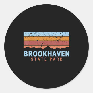 Pegatina Redonda Parque Estatal Brookhaven Nueva York Retro Cool