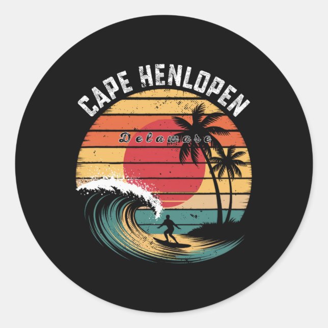 Pegatina Redonda Parque Estatal Cape Henlopen Playa Delaware Surf (Anverso)