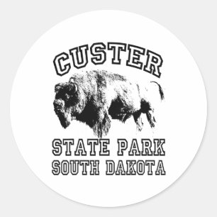 Pegatina Redonda Parque Estatal Custer Dakota del Sur Búfalo Natura