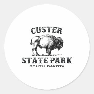 Pegatina Redonda Parque Estatal Custer Dakota del Sur Souv Bisonte 
