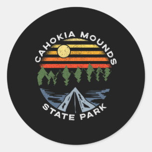 Pegatina Redonda Parque Estatal de Cahokia Mounds Illinois Camping 