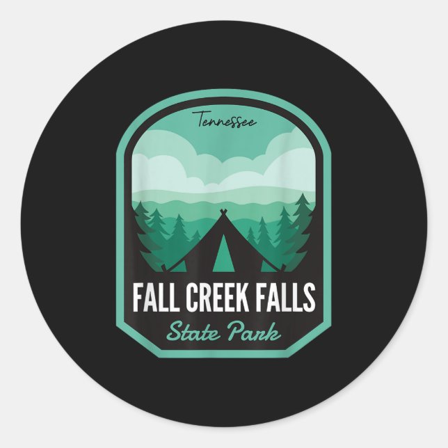 Pegatina Redonda Parque Estatal Fall Creek Falls Tn Camping (Anverso)