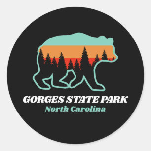 Pegatina Redonda Parque Estatal Gorges Carolina del Norte Bear NC R