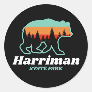 Pegatina Redonda Parque estatal Harriman Idaho ID Bear Retro