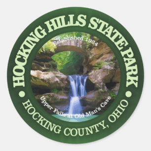 Pegatina Redonda Parque estatal Hocking Hills