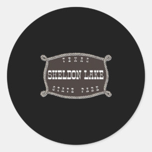 Pegatina Redonda Parque Estatal Lago Sheldon Texas Tx Cuerda Y Vaqu