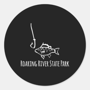 Pegatina Redonda Parque Estatal Roaring River Pesca Divertida Pez P