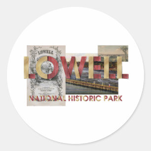 Pegatina Redonda Parque Histórico Nacional ABH Lowell