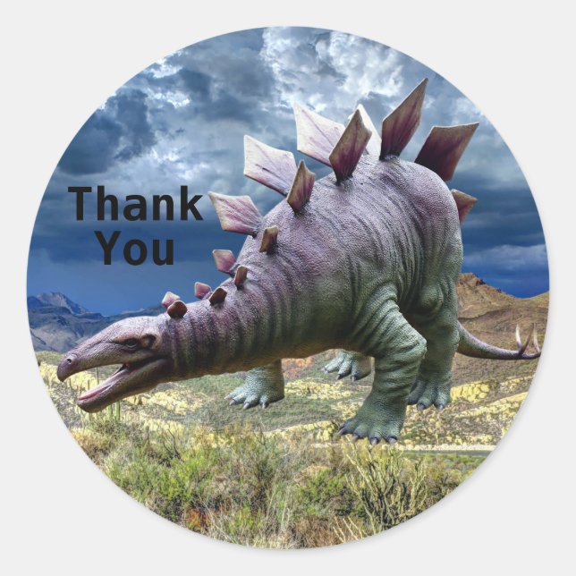 Pegatina Redonda Parque Jurásico Dinosaurio Gracias (Anverso)