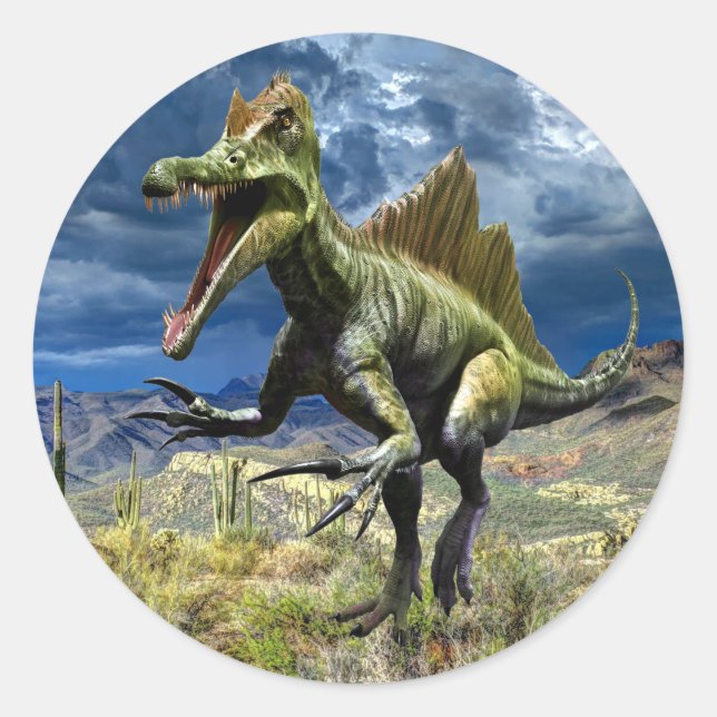 Pegatina Redonda Parque Jurásico Dinosaurio Hermoso (Anverso)