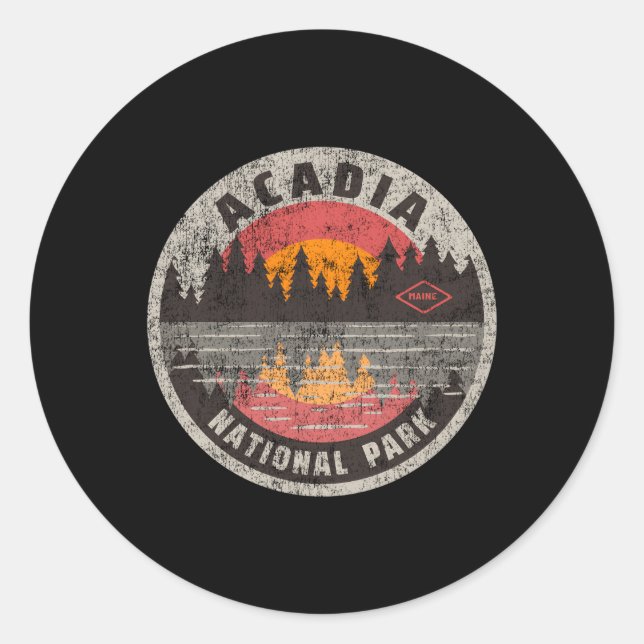 Pegatina Redonda Parque nacional Acadia Camg Maine (Anverso)