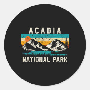 Pegatina Redonda Parque Nacional Acadia Maine Viaje Senderismo Natu