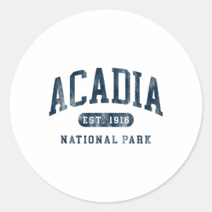 Pegatina Redonda Parque Nacional Acadia Retro Maine Est 1916 Hombre