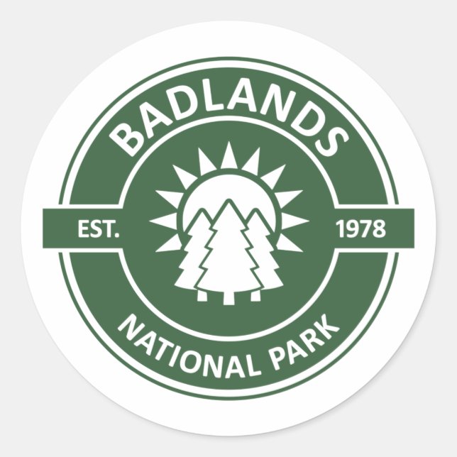 Pegatina Redonda Parque nacional Badlands (Anverso)