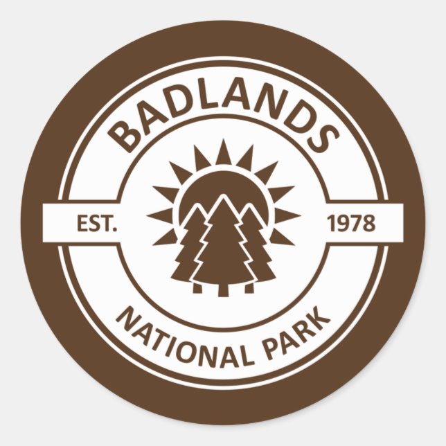Pegatina Redonda Parque nacional Badlands (Anverso)