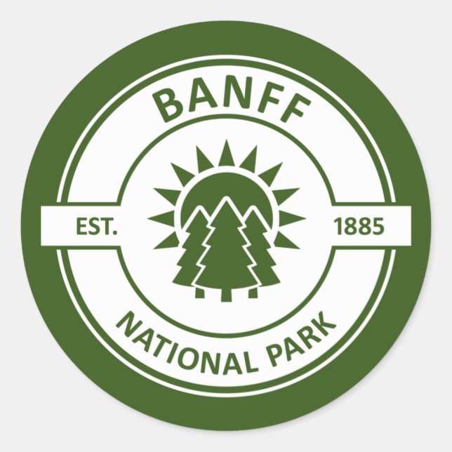 Pegatina Redonda Parque nacional Banff (Anverso)