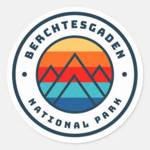 Pegatina Redonda Parque nacional Berchtesgaden Alemania Minimalista