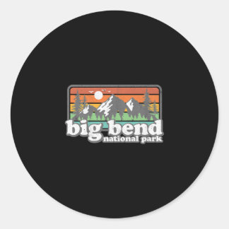 Pegatina Redonda Parque nacional Big Bend Retro Camping Souven