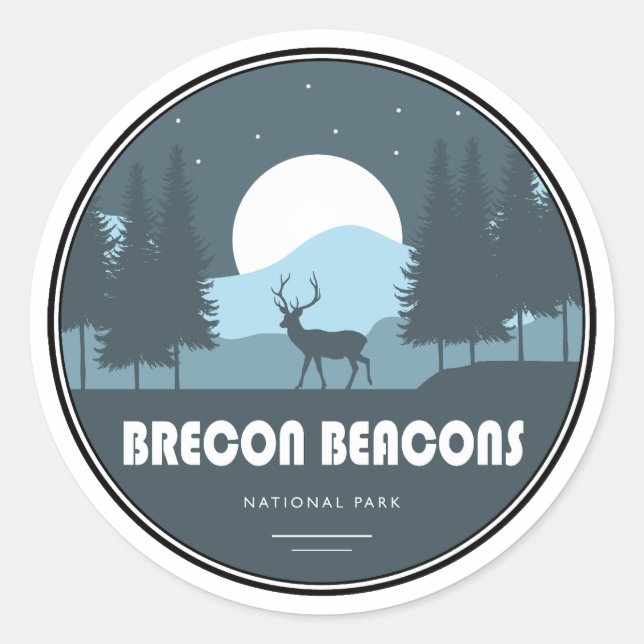 Pegatina Redonda Parque nacional Brecon Beacons Deer (Anverso)