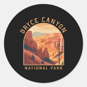 Pegatina Redonda Parque Nacional Bryce Canyon Vintage