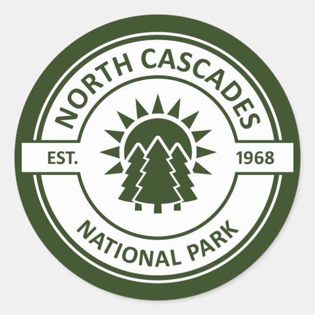 Pegatina Redonda Parque nacional Cascades del Norte (Anverso)