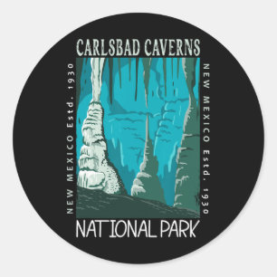 Pegatina Redonda Parque Nacional Cavernas de Carlsbad Nuevo México