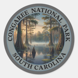 Pegatina Redonda Parque Nacional Congaree Carolina del Sur