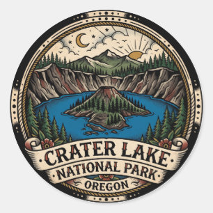 Pegatina Redonda Parque Nacional Crater Lake Oregon