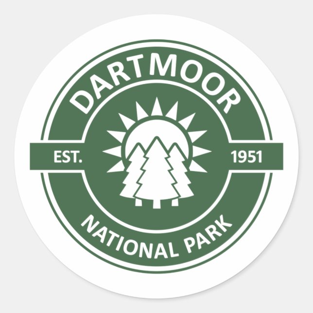Pegatina Redonda Parque nacional Dartmoor (Anverso)