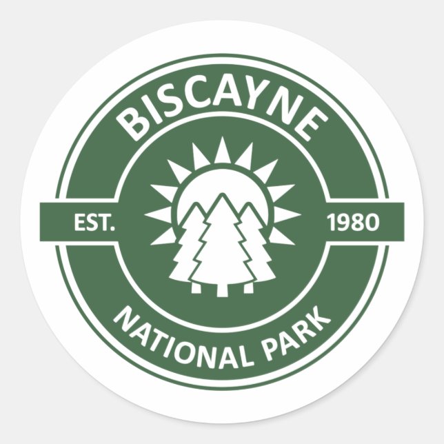 Pegatina Redonda Parque nacional de Biscayne (Anverso)