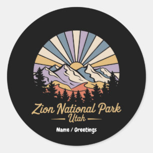 Pegatina Redonda Parque nacional de Hike Zion, Utah, explorar sende