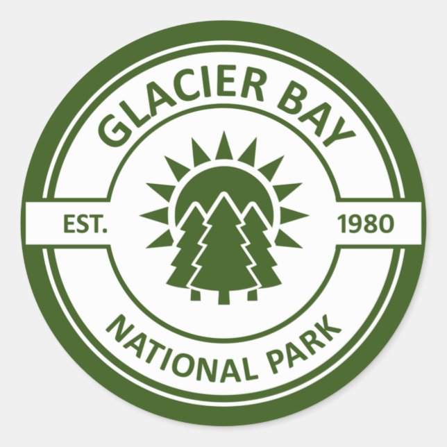 Pegatina Redonda Parque nacional de la Bahía del Glaciar (Anverso)