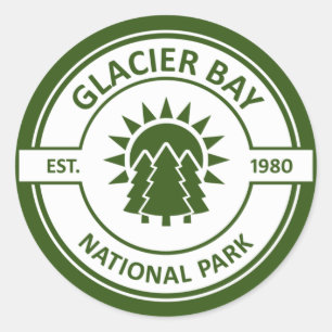 Pegatina Redonda Parque nacional de la Bahía del Glaciar