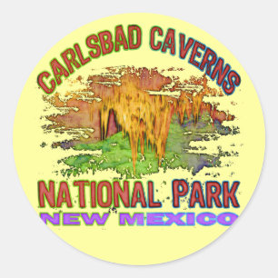Pegatina Redonda Parque nacional de las Cavernas Carlsbad, Nuevo Mé