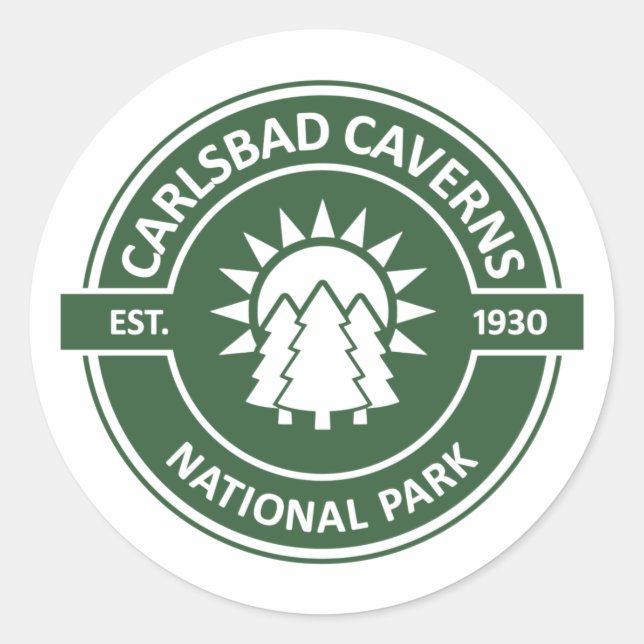 Pegatina Redonda Parque nacional de las Cavernas de Carlsbad (Anverso)
