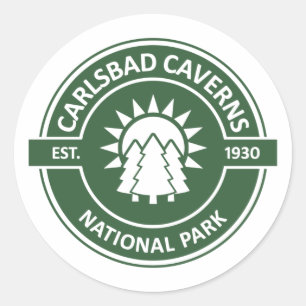 Pegatina Redonda Parque nacional de las Cavernas de Carlsbad