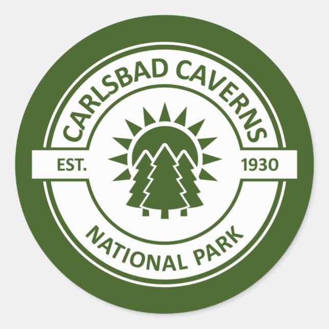 Pegatina Redonda Parque nacional de las Cavernas de Carlsbad (Anverso)